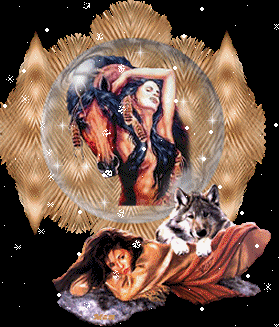 wolves and indian woman