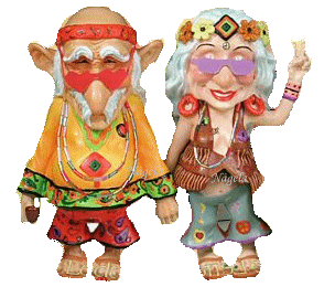Cute Hippie old couple