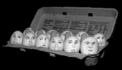 Funny faces on eggs