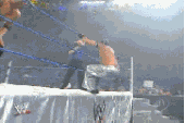 Rey Mysterio jumping off Ropes