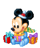 Baby Mickey opens presents