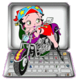 Betty Boop ride her motorcycle..