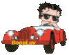 Betty boop drivng red car