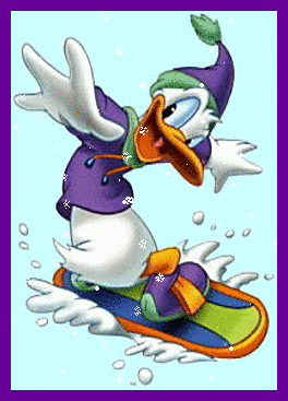Donald Duck Snow Boarding