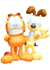 Garfield and Odie wave