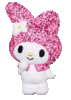 a pink and white rabbit