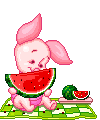 cute kawaii piglet watermelon