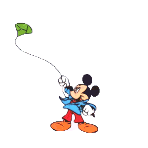 mickey flying a kite