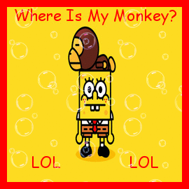 spongebob with a monkey on his..