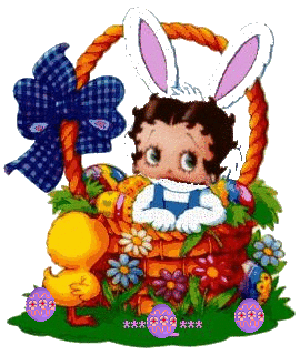 Betty Boop in an Easter basket