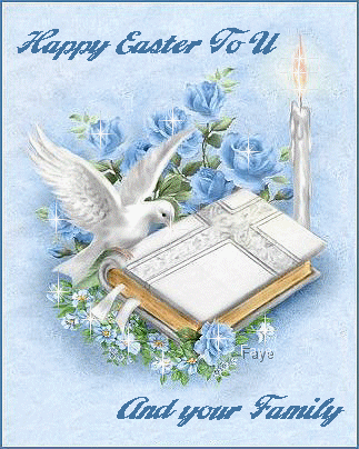 Bible with Dove and Blue Roses