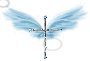 cross with blue wings