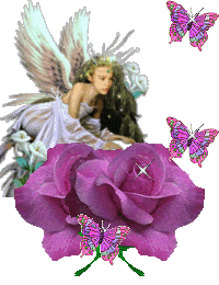 Purple fairy with rose and but..