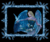 angel in blue frame with dove
