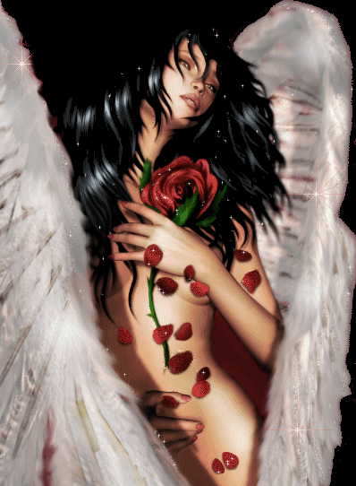 angel with roses