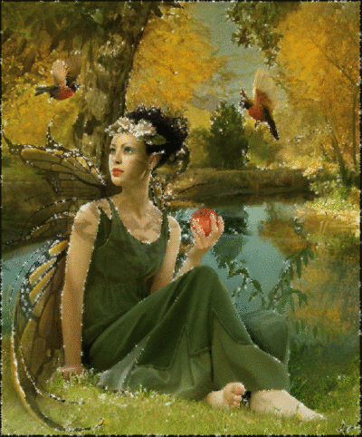fairy of spring by lake
