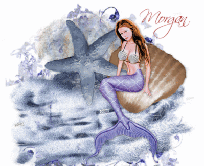 mermaid with starfish glittere..