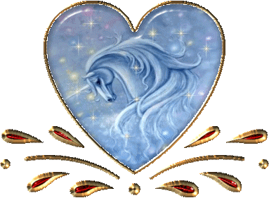 unicornio en corazón azul