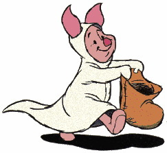 Piglet as a Ghost on Halloween