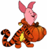 Piglet as Tigger for Halloween