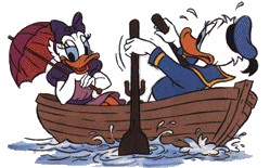 donald & daisy in a boat