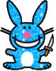 happy bunny with a knife