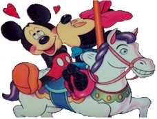 mickey & minnie on a horse