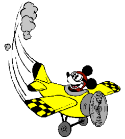 mickey flying a plane