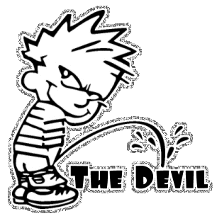 Calvin Peeing On The Devil