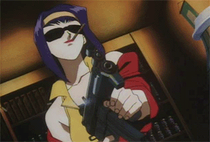 girl cartoon cool gun shoot glasses smoke