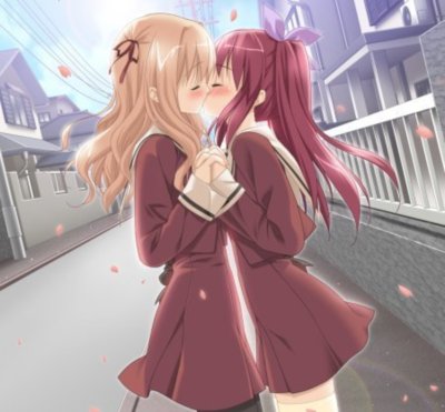 Anime girls kiss