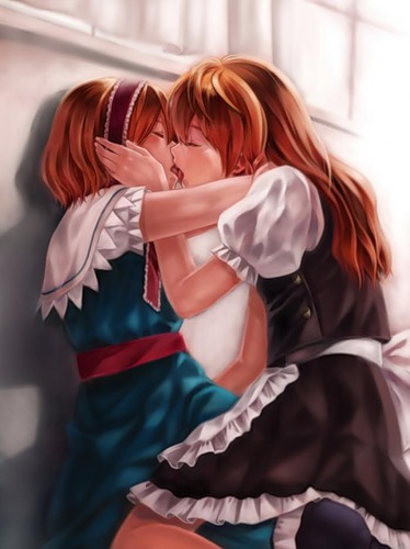 Anime girls kiss