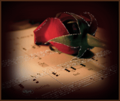 rose on a musical sheet