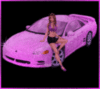 A girl and a pink car