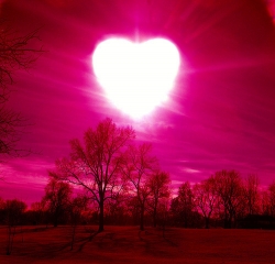 Heart in pink sky