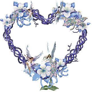 Glitter Flowers Blue Heart with Angels