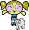 Glitter Girl with cat