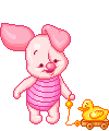 Piglet With A Toy Duck