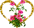 Valentine Golden Heart with Flowers