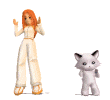 Anime girl & cat dancing