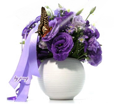 Purple Flowers with butterfly