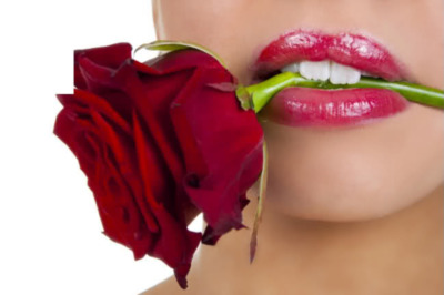 Sexy lips with red rose