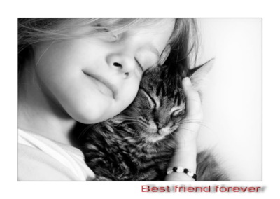 Best Friends Forever. Girl with the cat