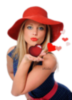 Kisses Hearts Girl in red hat