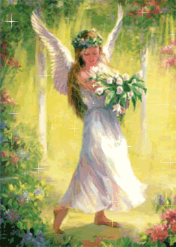 Cute Angel with Flowers