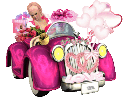 Glamour Girl in the pink car
