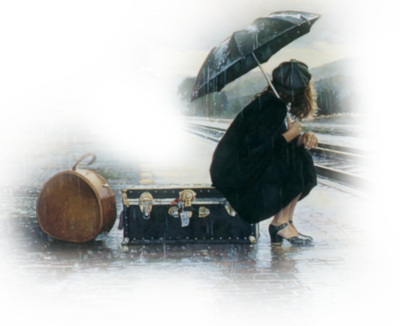 Retro Girl in the Rain