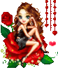 Flirty girl in roses hearts
