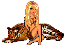 Flirty girl with tiger