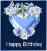 Happy Birthday Blue heart and flowers